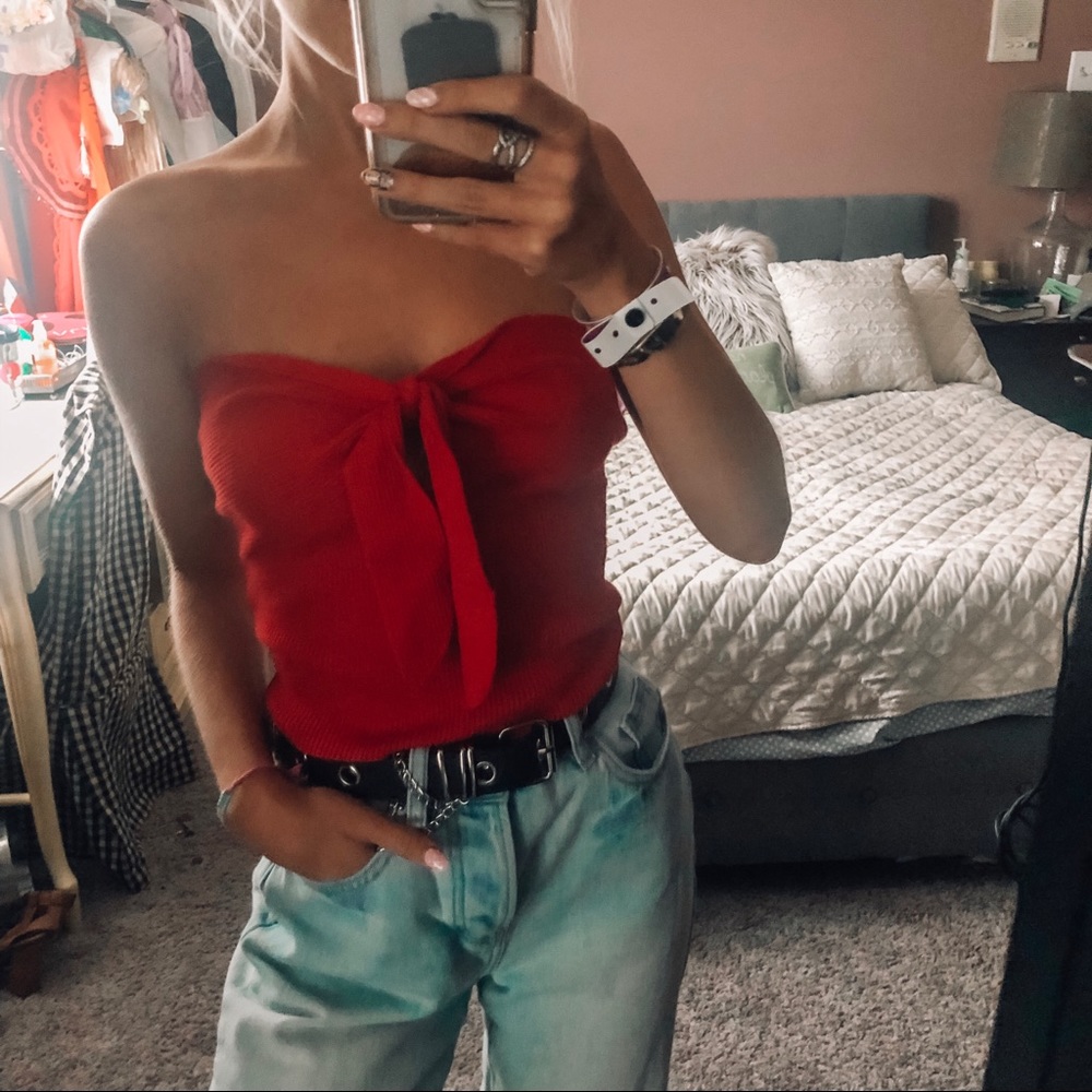 Lottie Moss Tie Front Strapless Top